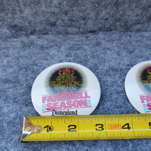 VTG Disneyland Main Street Electrical Parade Farewell 1996 Souvenir Buttons - Picture 4 of 4